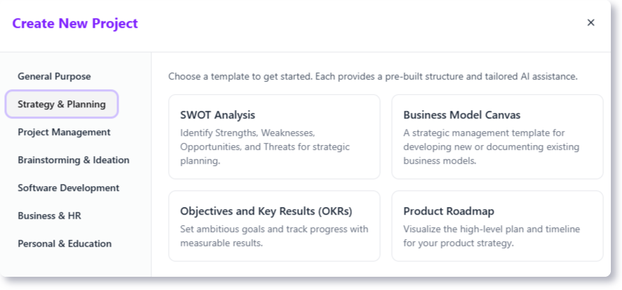 Various of templates are provided in the tool for us to start our work easily.
