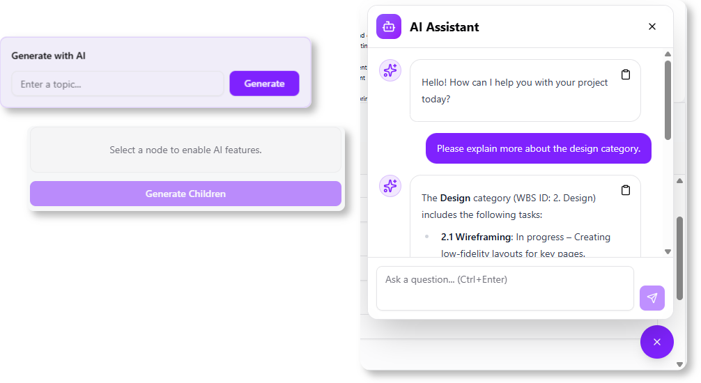 Different AI powered features are provided in the tool